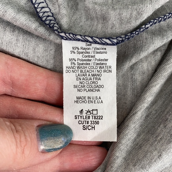 Navy/Gray Crushed Velvet Short Sleeve Tee - Picture 8 of 8